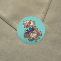 Gamer Sloth Eating Nachos in Underpants Cartoon