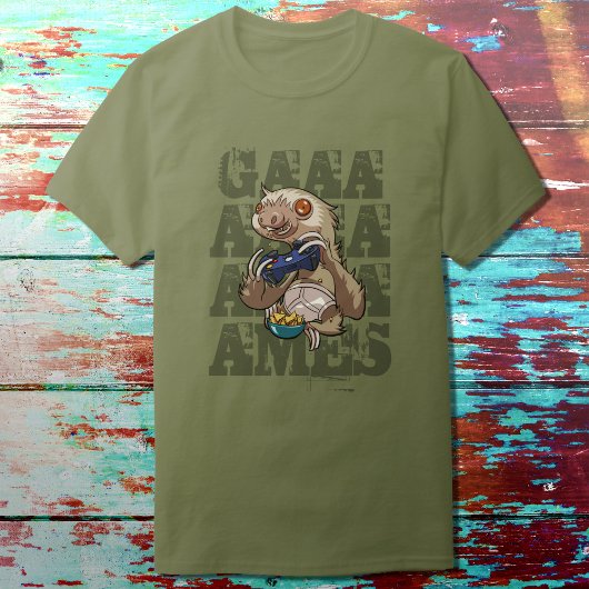 Gamer Sloth Eating Nachos in Underpants Cartoon T-shirt