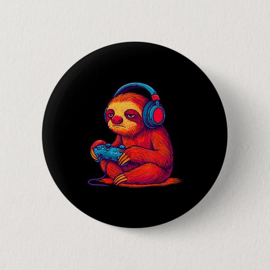 Gamer Sloth  Ronde Button 5,7 Cm (Voorkant)
