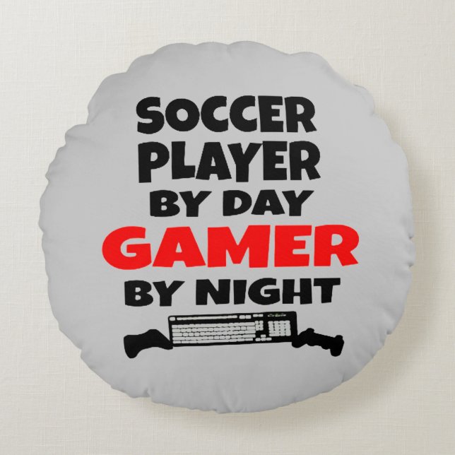 Gamer Soccer Player Rond Kussen (Voorkant)