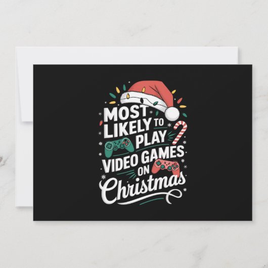 Gamer speelt waarschijnlijk videogames met kerst feestdagenkaart (Voorkant)