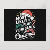 Gamer speelt waarschijnlijk videogames met kerst feestdagenkaart (Voorkant)