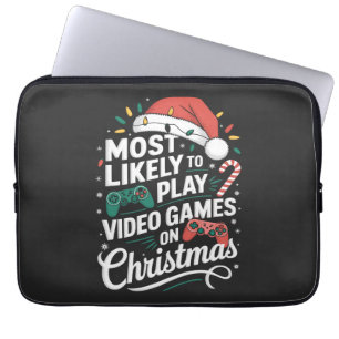 Gamer speelt waarschijnlijk videogames met kerst laptop sleeve