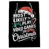 Gamer speelt waarschijnlijk videogames met kerst medium cadeauzakje (Voorkant)