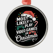 Gamer speelt waarschijnlijk videogames met kerst metalen ornament (Voorkant)