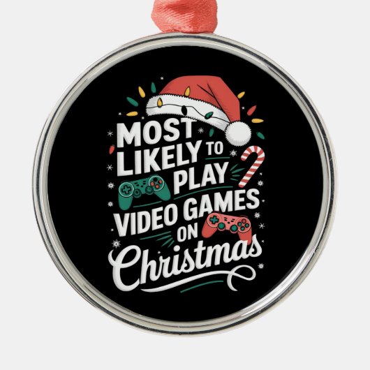 Gamer speelt waarschijnlijk videogames met kerst metalen ornament (Voorkant)
