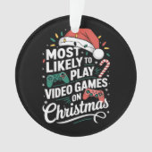 Gamer speelt waarschijnlijk videogames met kerst ornament (voorkant)