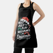 Gamer speelt waarschijnlijk videogames met kerst schort (Insitu)