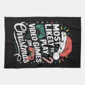 Gamer speelt waarschijnlijk videogames met kerst theedoek (Horizontaal)