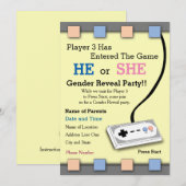 Gamer Speler 3 Baby Shower Geslacht Reveal Uitnodi Kaart (Voorkant / Achterkant)