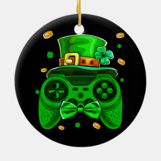 Gamer St Patricks Day Irish Controller Video Game Keramisch Ornament (Achterkant)