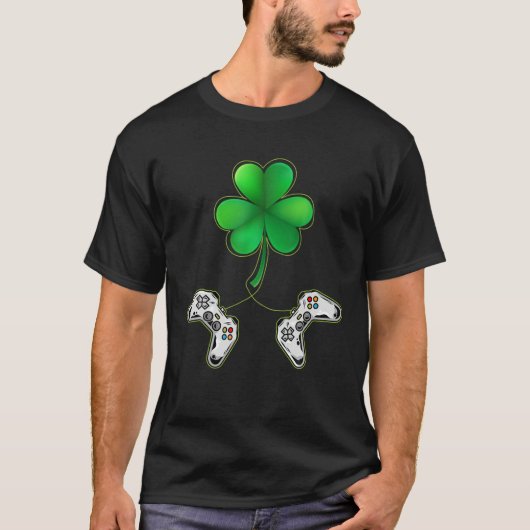 Gamer St Patrick's Day Video Game Controller Shamr T-shirt (Voorkant)