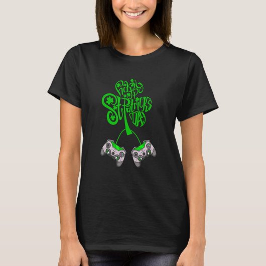 Gamer St. Patricks Day Videogame Controller Shamro T-shirt (Voorkant)