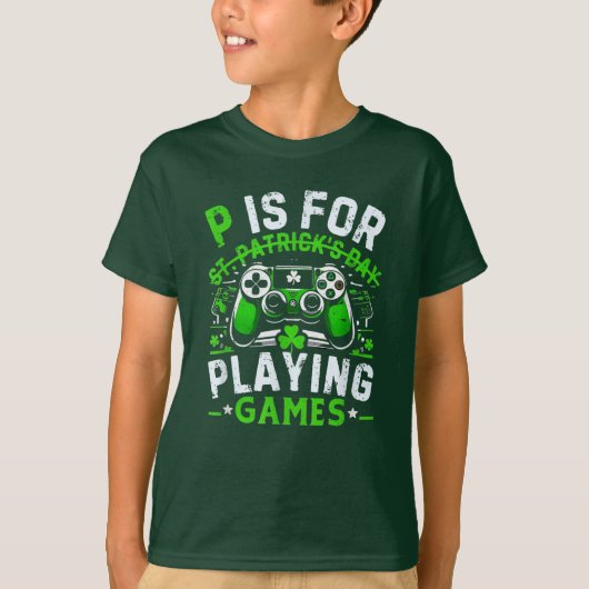 Gamer St Patrick's Day Videogame Iers Gamen T-shirt (Voorkant)
