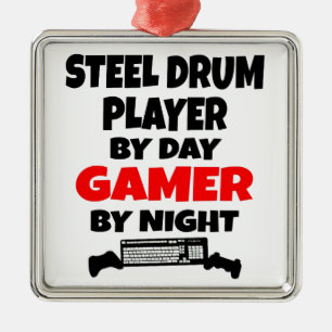Gamer Steel Drum Player Metalen Ornament