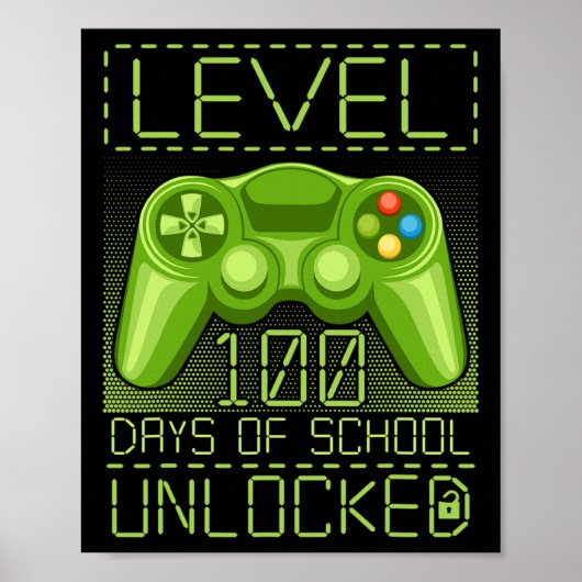 Gamer Student 100ste Dag 100 Dagen van de School L Poster (Voorkant)