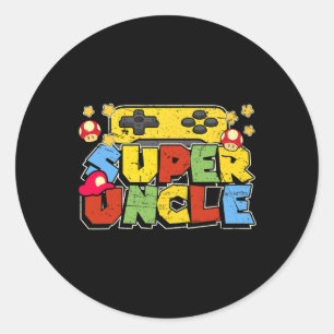 Gamer Super Oom Grappige Vaderdag Cadeaus Voor Oom Ronde Sticker