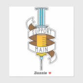 Gamer Support Hoofdspuit met gele Cartoon Sticker (Vel)