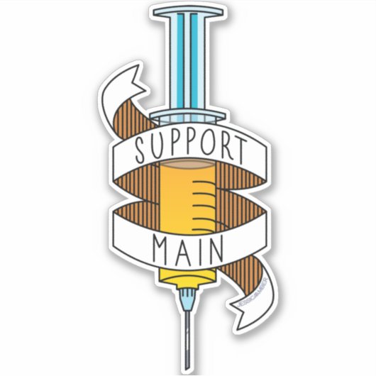 Gamer Support Hoofdspuit met gele Cartoon Sticker (Voorkant)