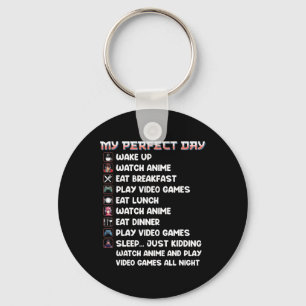 Gamer T-shirt Mijn Perfecte Dag Anime Kijken Video Sleutelhanger