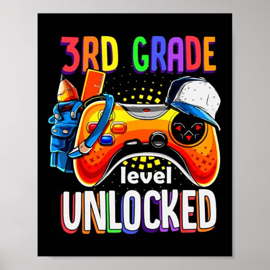 Gamer terug naar school GamePad 3e klas niveau Poster (Voorkant)