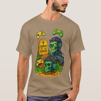 “Gamer Till The Grave – Skull Gaming T-Shirt” T-shirt
