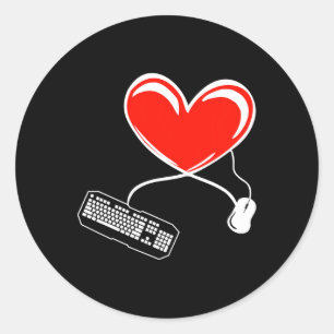 Gamer Toetsenbord En Muis Videogame Hart Gamen L Ronde Sticker