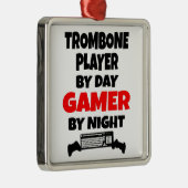 Gamer Trombone Player Metalen Ornament (Rechts)