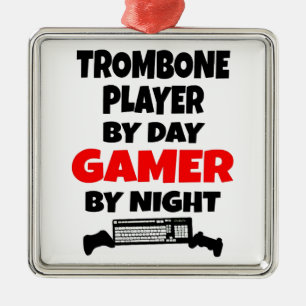 Gamer Trombone Player Metalen Ornament