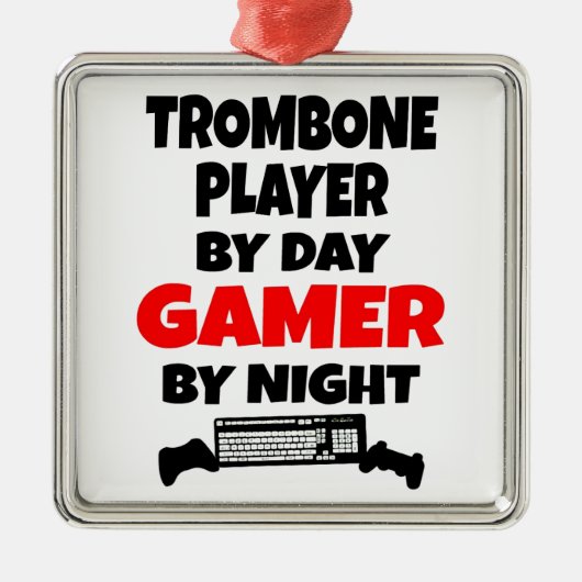 Gamer Trombone Player Metalen Ornament (Voorkant)