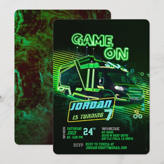 Gamer Truck-uitnodiging Kaart (Voorkant / Achterkant)