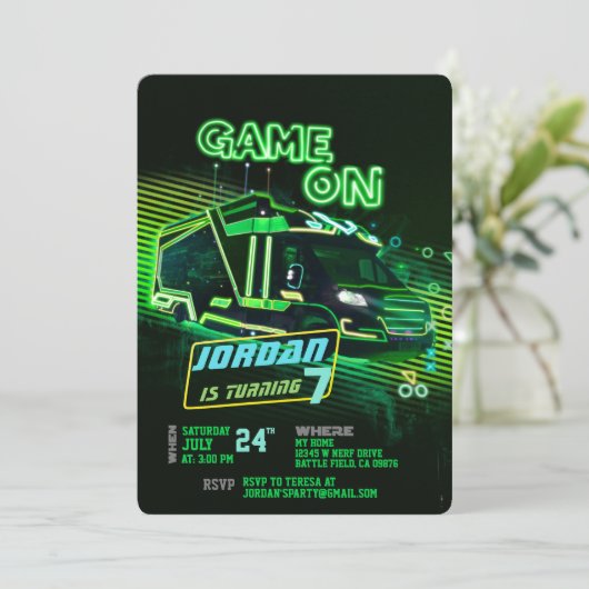 Gamer Truck-uitnodiging Kaart (Staand voorkant)