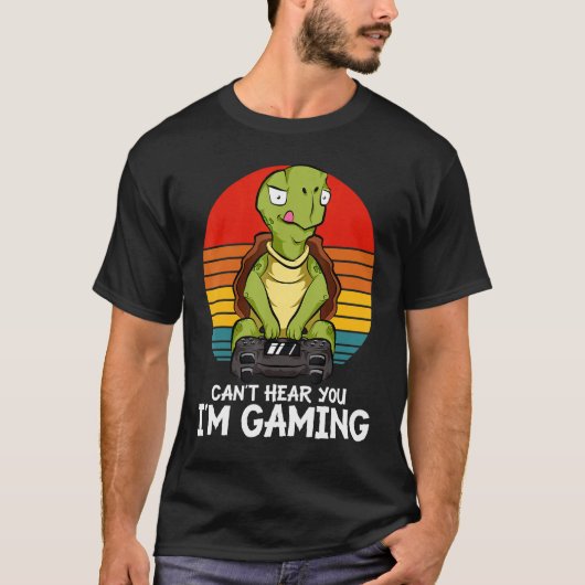 Gamer Turtle Speelt videospelletjes T-shirt (Voorkant)