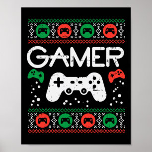 Gamer Ugly kerstSweater Retro Video Game Xmas Poster