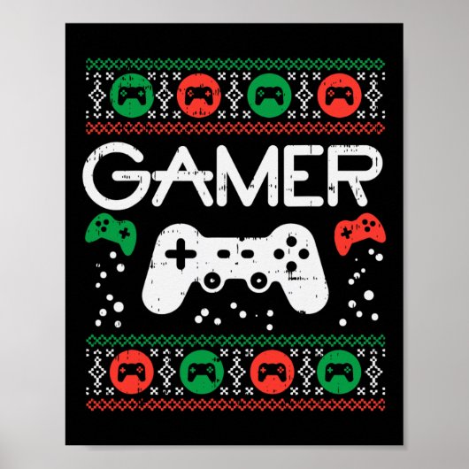 Gamer Ugly kerstSweater Retro Video Game Xmas Poster (Voorkant)