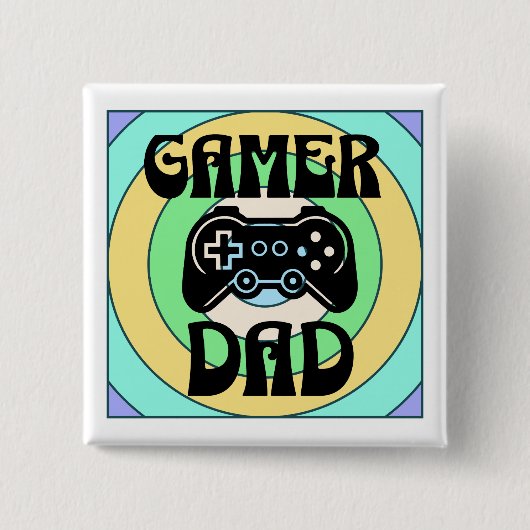 Gamer Vader Vierkante Button 5,1 Cm (Voorkant)