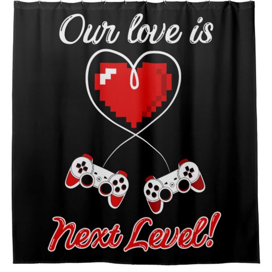 Gamer Valentijn Shower Curtain Douchegordijn (Voorkant)