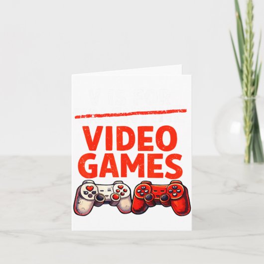 Gamer Valentine V Is For Video Games Valentines Da Kaart (Voorkant)