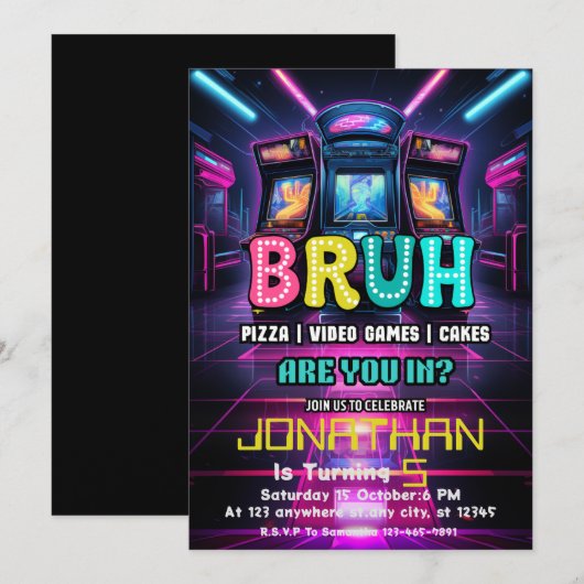 Gamer Verjaardag uitnodiging (Voorkant / Achterkant)