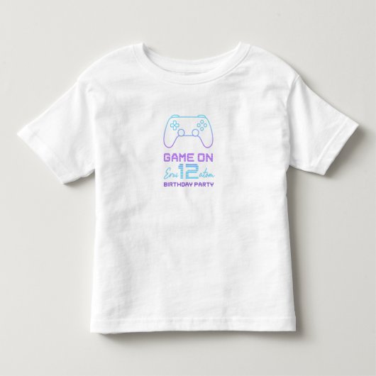 Gamer Verjaardag Uitnodiging – Neon Game Controlle Kinder Shirts (Voorkant)