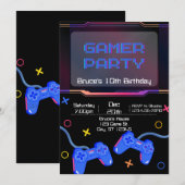 Gamer verjaardagsfeestje kaart (Voorkant / Achterkant)