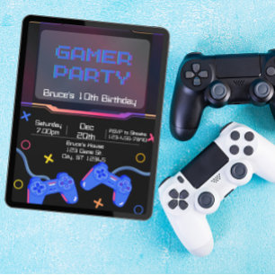 Gamer verjaardagsfeestje kaart