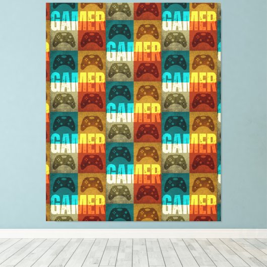 GAMER VIDEO GAME CONTROLLER CANVAS AFDRUK (Insitu (Houten vloer))