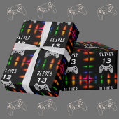 Gamer Video Game Controller Neon Birthday Party Cadeaupapier