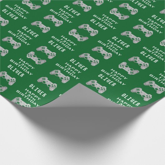 Gamer Video Game Controller Verjaardagsfeest Cadeaupapier (Hoek)