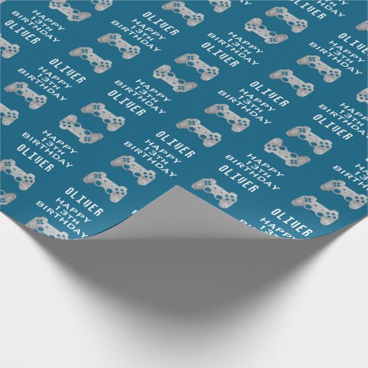 Gamer Video Game Controller Verjaardagsfeest Cadeaupapier (Hoek)