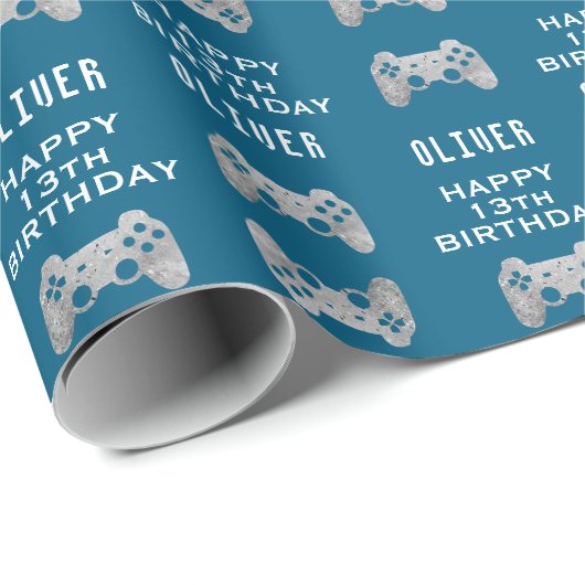 Gamer Video Game Controller Verjaardagsfeest Cadeaupapier (Rol Hoek)