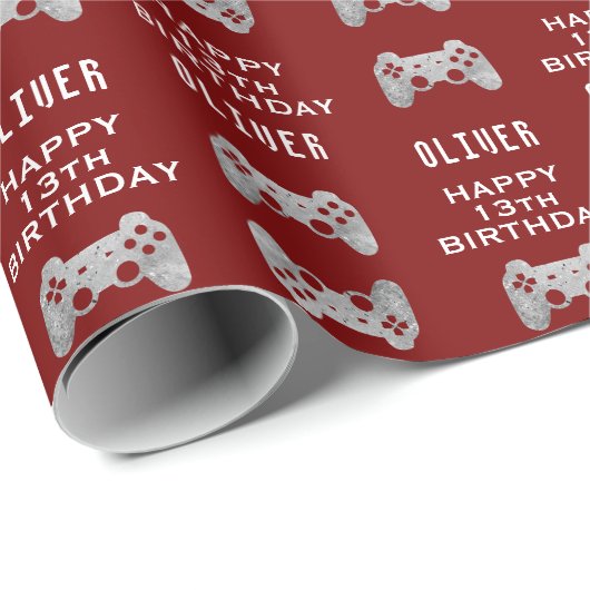 Gamer Video Game Controller Verjaardagsfeest Cadeaupapier (Rol Hoek)