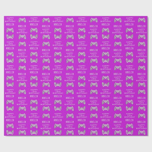 Gamer Video Game Controller Verjaardagsfeest Cadeaupapier (Vlak)