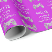 Gamer Video Game Controller Verjaardagsfeest Cadeaupapier (Rol Hoek)